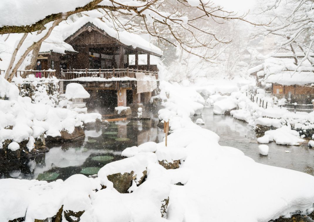 Takaragawa Onsen en invierno, Gunma, Japón