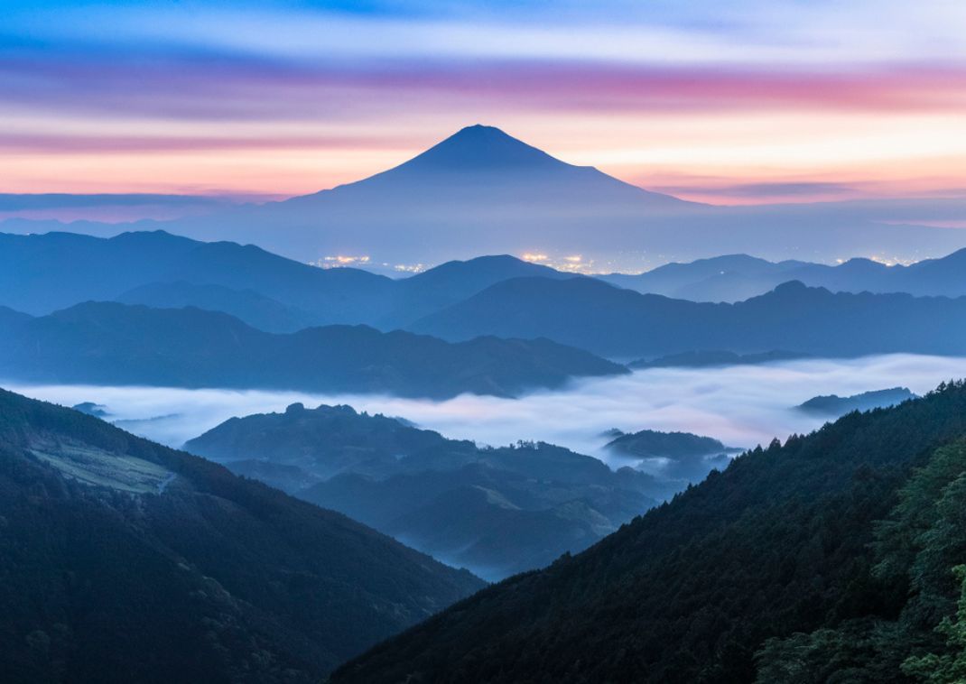 El monte Fuji al amanecer en Japón