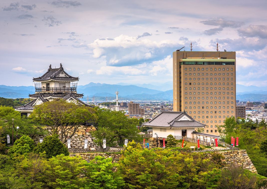 Castillo de Hamamatsu desde la distancia, Japón