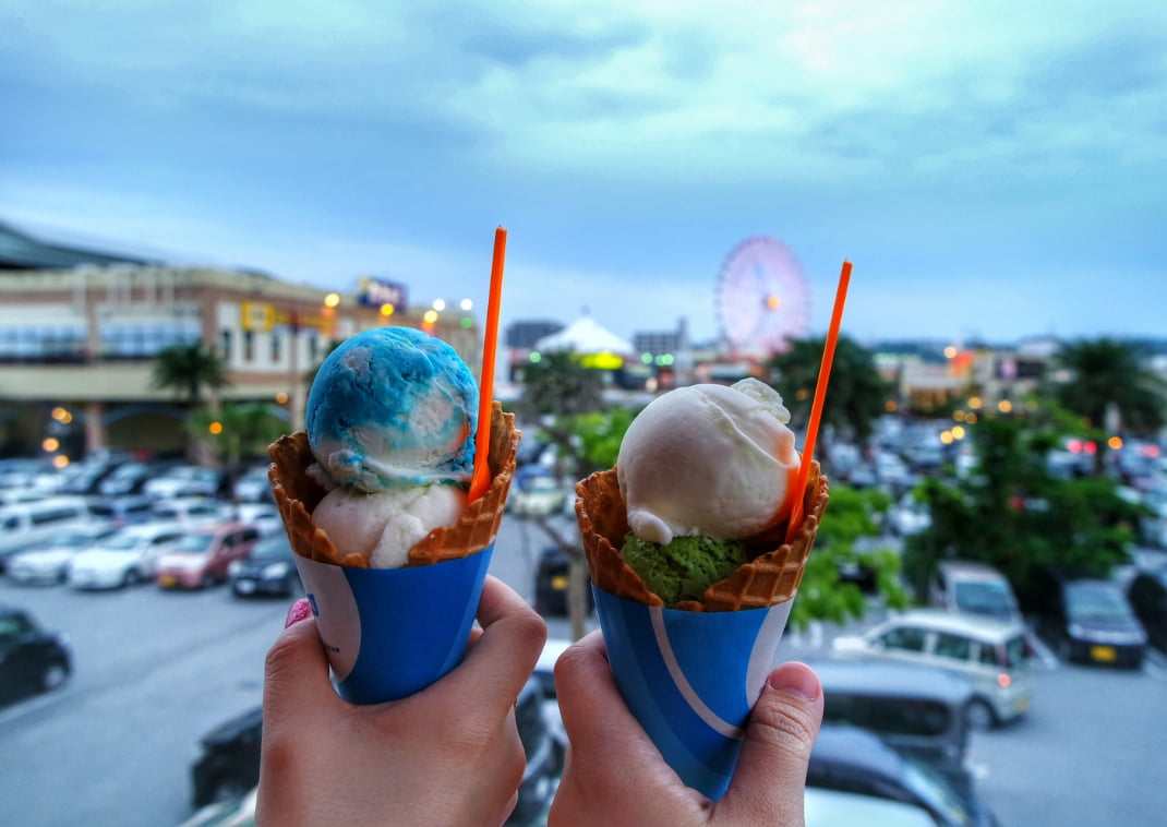 Blue Seal Ice Cream cafe, el famoso helado de Okinawa en la isla de Okinawa, Japón