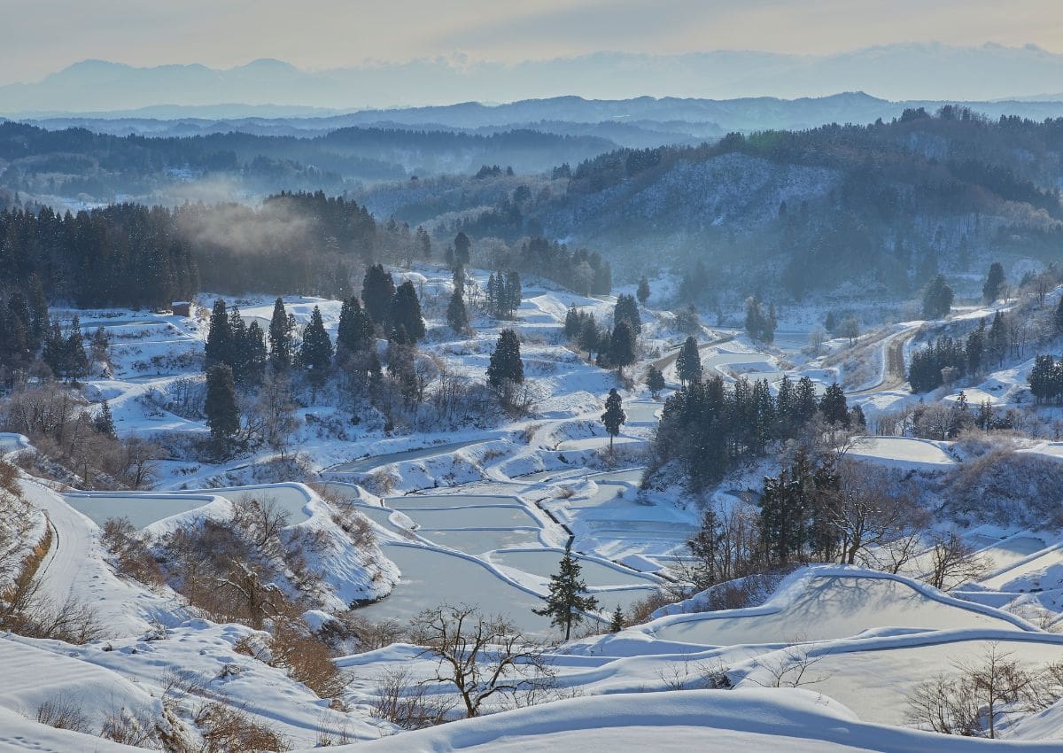 Paisaje invernal en Hoshitoge, Niigata