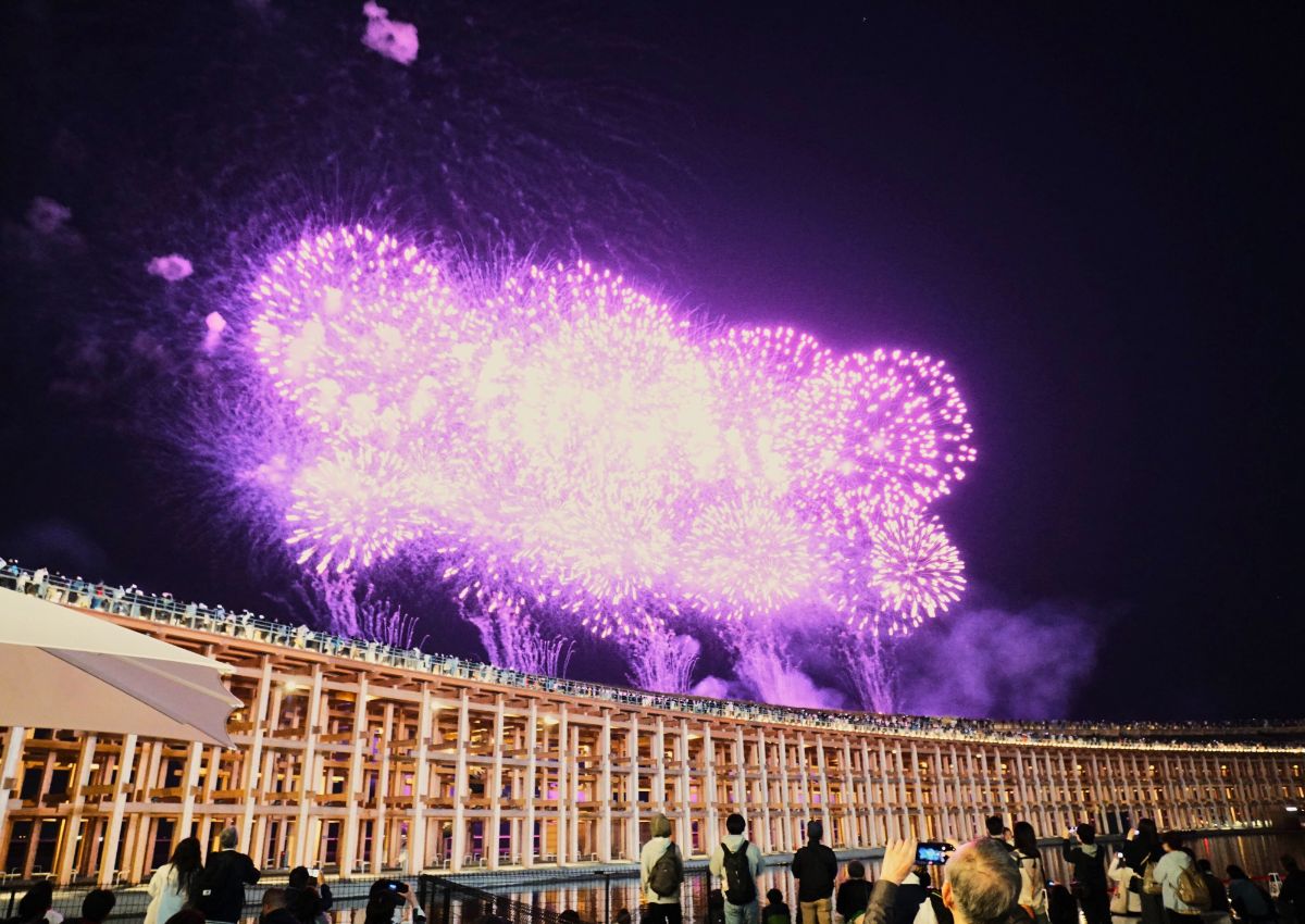 Fuegos artificiales durante la noche