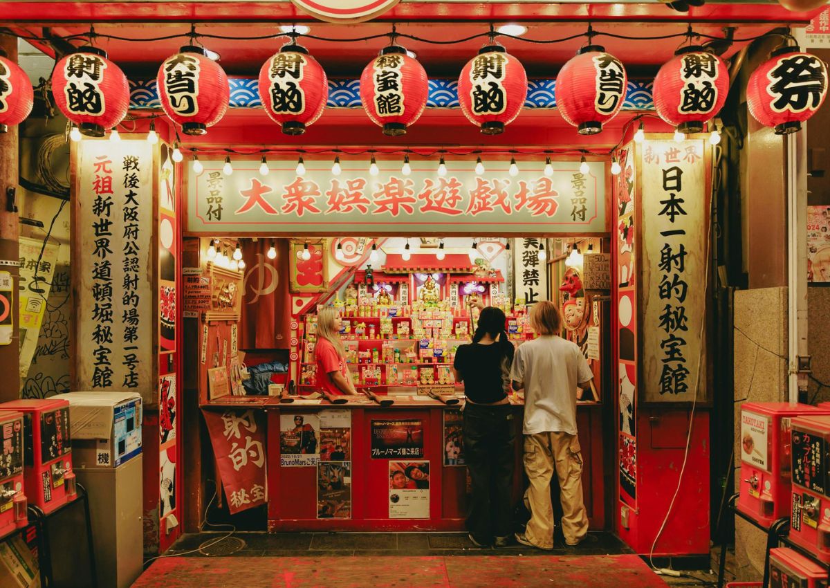 Puesto de vendedor callejero de noche, Osaka