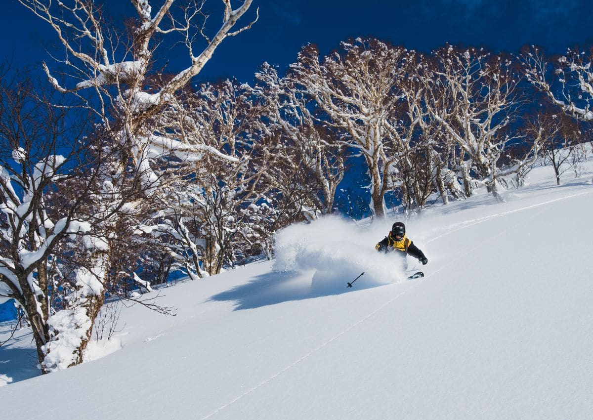 Esquiador en Geto Kogen esquí resort, Iwate