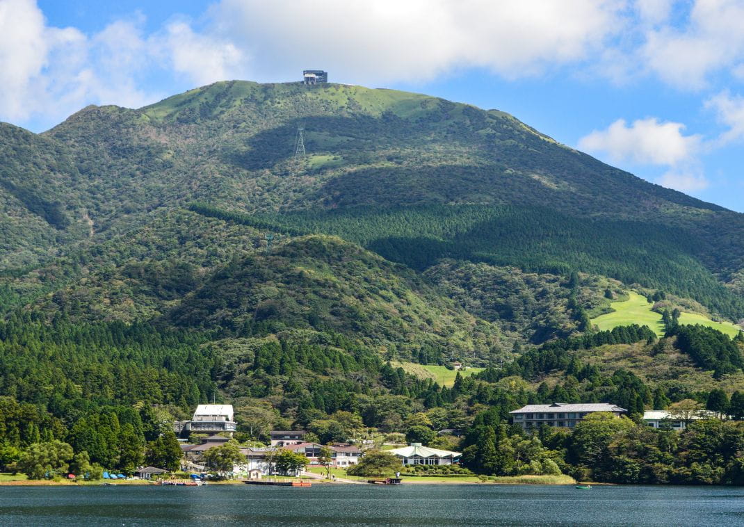  Vista del teleférico de Hakone, Japón