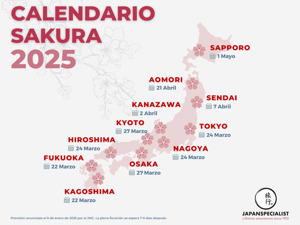 pronóstico_oficial_de la floración_de_los_cerezos_en_japón_2025