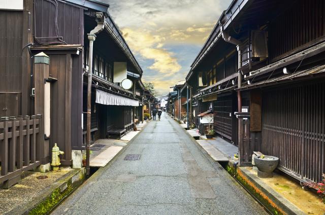 Zona del casco antiguo en la ciudad de Takayama 