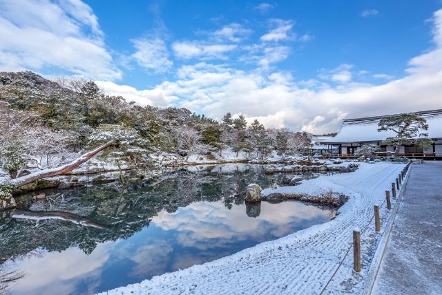 El jardín nevado de Tenryuji, Kyoto, Japón