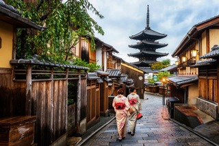 Por las calles de Kioto en kimono  