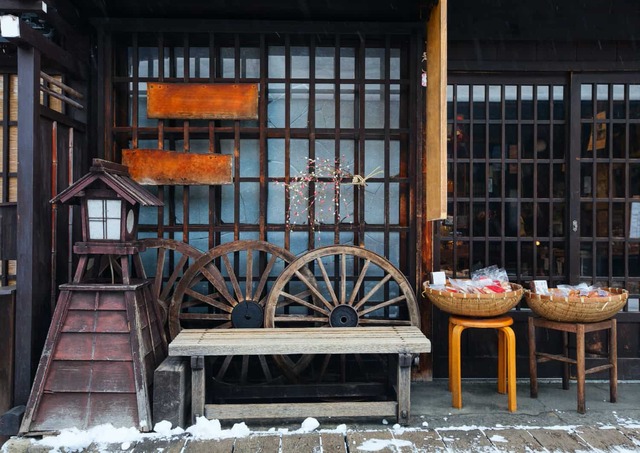 Takayama histórico en un día de invierno