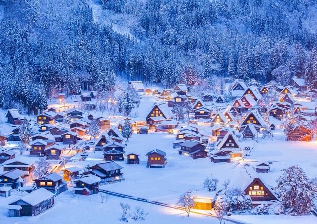 El pueblo de Ogimachi en invierno