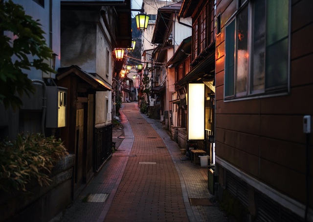 Callejuelas de Shibu Onsen por la noche
