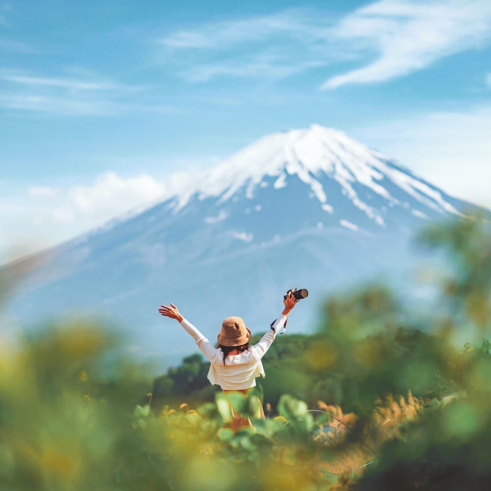 Mujer Frente Al Lago Kawaguchi, Monte Fuji, Japón
