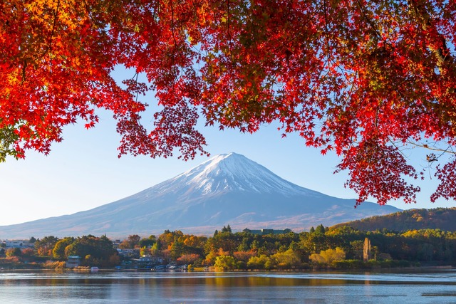 El lago Kawaguchi en otoño