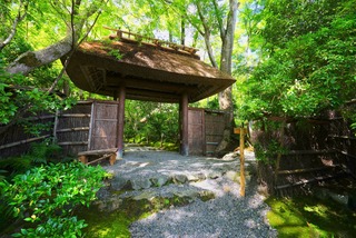 Entrada al jardín de musgo del templo Gio-ji, Kioto 