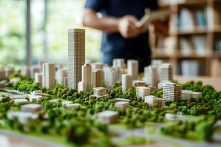 Maqueta de arquitectura urbana sostenible 
