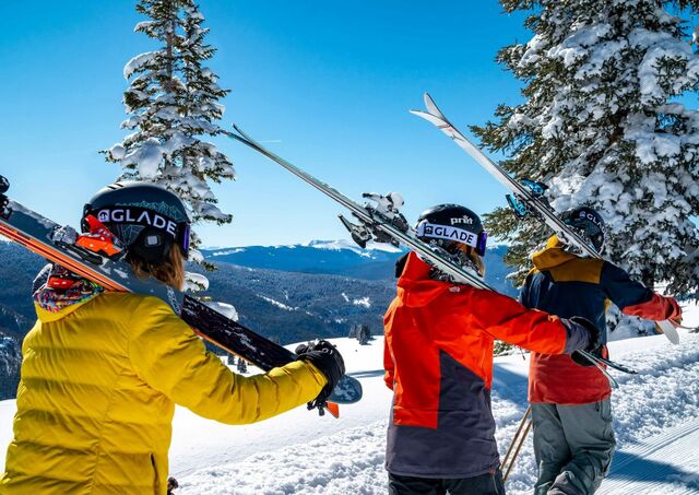 Grupo de esquiadores disfrutando de la nieve en Japón