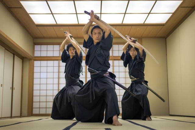 Práctica de kendo samurai