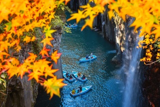 Hojas otoñales en el desfiladero de Takachiho, Miyazaki